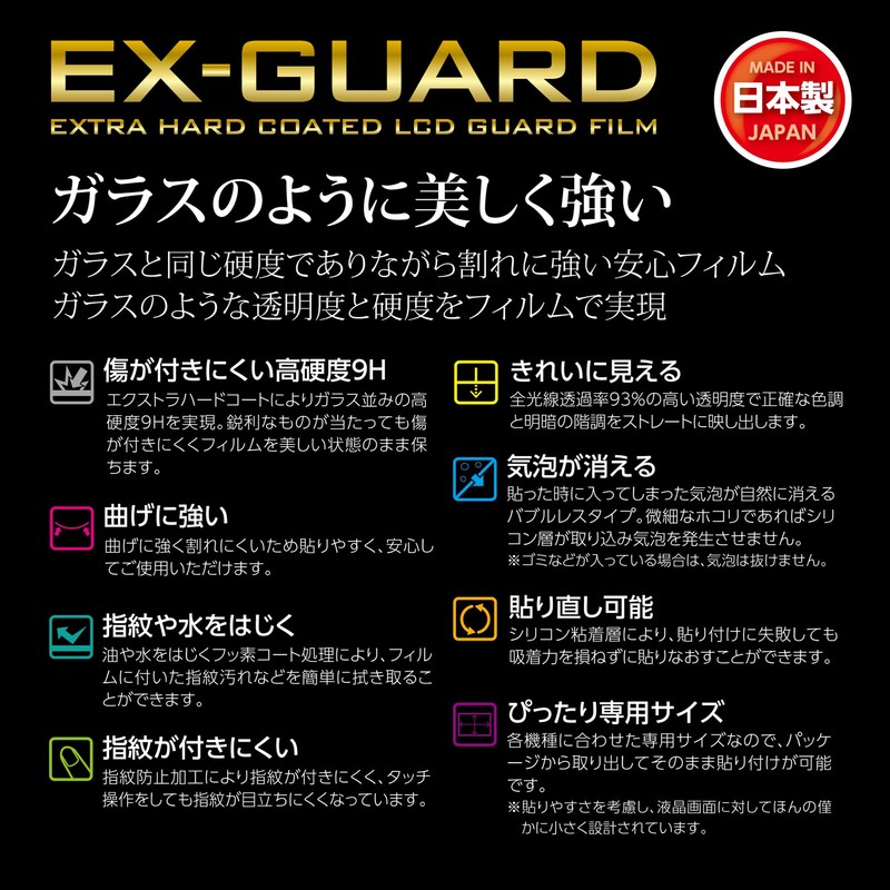 Hakuba EX-GUARD Digital Camera LCD Screen Protector Film 9H High