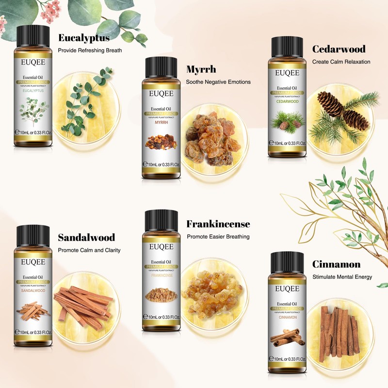 EUQEE 10ml Woody Essential Oils Set - Pure & Nature