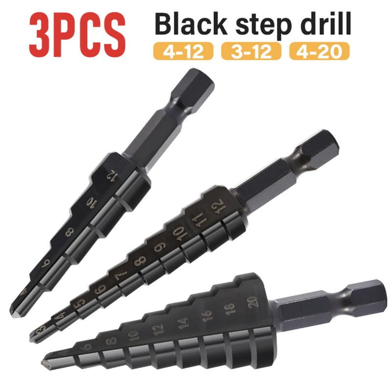 Okaywork 3 Pieces Step Drill Set, Hex Shank Step Drill