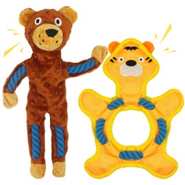 HUGEME Rope Dog Toys for Large Dogs, Plush Tug of War Dog Toys Squeaky Dog Toys to Keep Them Busy Interactive Dog Toys for Small Medium Large Dogs