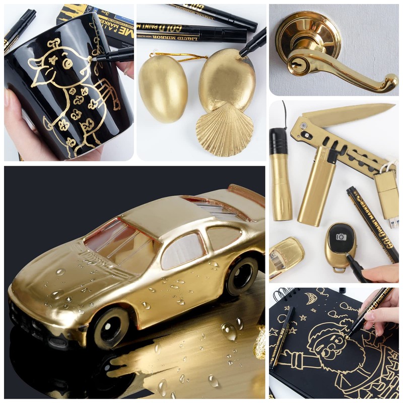 Art Liquid Gold Chrome Markers, KERIFI Reflective Gloss Metallic Chrome