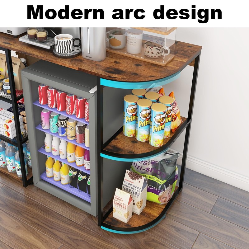 PUNCIA Coffee Bar Cabinet with Fridge Storage