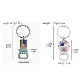 2 Pack American Flag New York Bottle Opener Creative Dual Purpose Alloy Bottle Opener Backpack Car Metal New York Souvenir Keychain