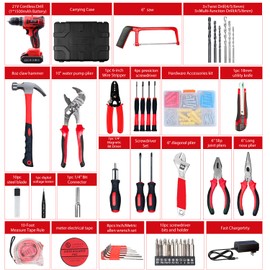 jar-owl Powerful Brushless Motor 21V Cordless Drill Set, 319 in-lb Torque, 0-1350RMP Variable Speed, 10MM 3/8'' Keyless Chuck, 25+1 Clutch, 1.5Ah Li-Ion Battery & Charger for Home Tool Kit
