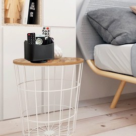 HofferRuffer Spinning Remote Control Holder, Remote Caddy, Spinning Remote Control Organizer, PU Leather (Black1)