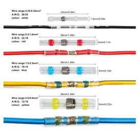 QINGHEC 100 Pcs Solder Seal Wire Connectors Waterproof Heat Shrink Electrical Wire Connectors, 2:1 Heat Shrink Solder Joints, Automotive Electrical Connectors for Marine Insulated Butt, 26-10 AWG