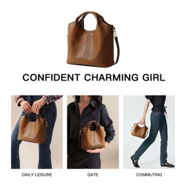 FION Leather Crossbody Hand Bags, Top Handle Shoulder Tote Bags for Women with Small Zipper Cross Body Purse