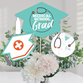 Big Dot of Happiness Medical School Grad - Doctor Graduation Party Centerpiece Sticks - Table Toppers - Set of 15