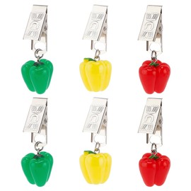 PH PandaHall 6pcs Capsicum Tablecloth Weight Clips Dining Table Decor Clips Pendants Handicraft Fruit Tablecloth Clamps Tablecloth Weight with Metal Clips for Outdoor Christmas Picnic Wedding 3 Colors