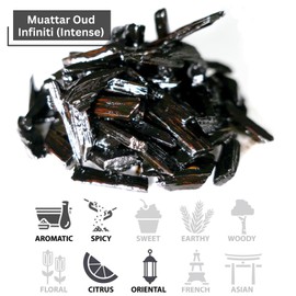 Muattar Oud Infiniti (Intense) 50g Incense (Soaked Agarwood Chips) | Use with Bakhoor Charcoal or Electric Bukhoor Burner (Mabkhara Set) | Meditation Decor & Stress Relief Arabian Home Fragrance