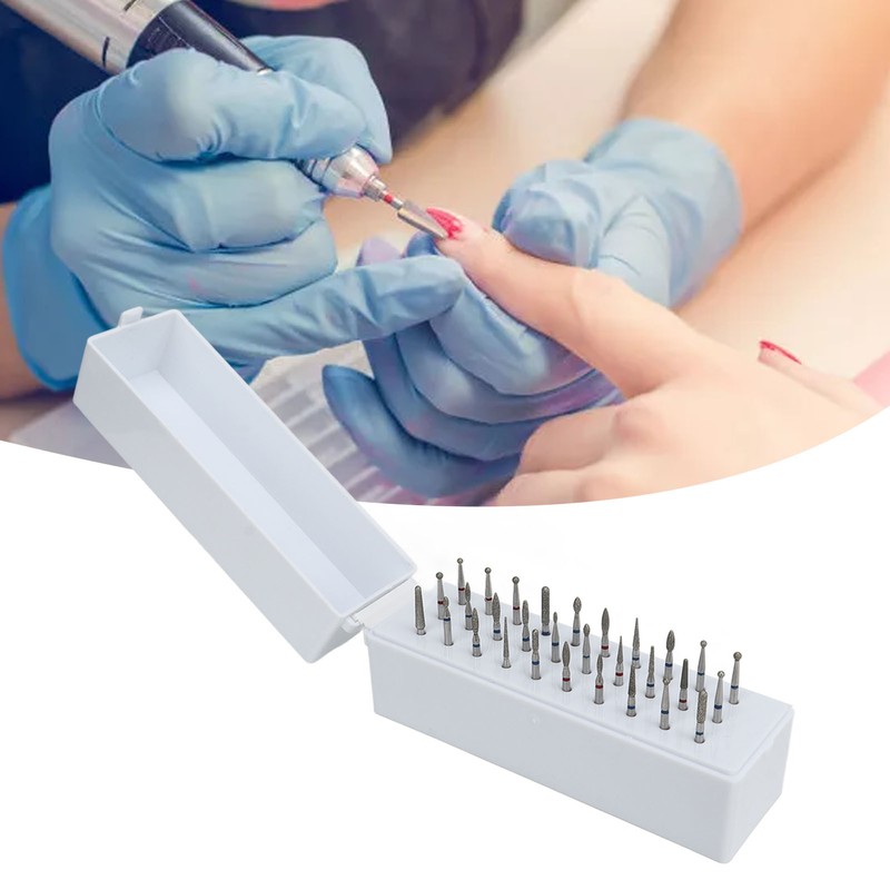 30 Holes Nail Drill Bits with Dustproof Organizer Stainless Steel