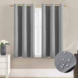 XTMYI Short Curtains for Bathroom Window,48 Inch Length Waterproof Blinds for Shower Window,2 Panels,Light Grey