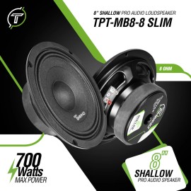 Timpano Shallow Mount 8" PRO Audio Speaker TPT-MB8-8 SLIM 8 Ohm 700 Watts