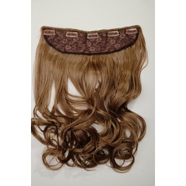 WIG ME UP - WH5008-180C-14 Clip-In Extension, Wide Back of Head, 5 Clips, Curly, Heat Resistant, Light Brown Brown