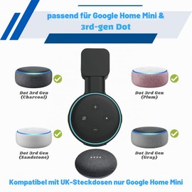 Sintron Smart Home Speaker Wall Mount Holder for Dt 3rd Generation Mount Stand with Integrated Cable Management, Ideal for Kitchen, Bathroom & Bedroom, Compatible with Google Mini (Black)