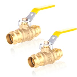 GUOFIS 3/4-Inch Press X Press Ball Valve for Copper Tubing,Brass Full Port Water Stop Shut Off Ball Valve,1/4 Turn with EPDM O-ring(Pack of 2)