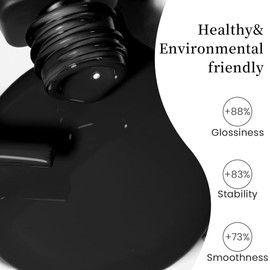 MEGIOR Black Gel Nail Polish 15ML Black Soak Off UV LED Gel Polish Nail Art Manicure & Pedicure Salon DIY at Home Gift for Women, 0.5 OZ