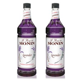 Monin - Lavender Syrup, Aromatic and Floral, Natural Flavors, Great for Cocktails, Lemonades, and Sodas, Non-GMO, Gluten-Free (1 Liter, 2-Pack)