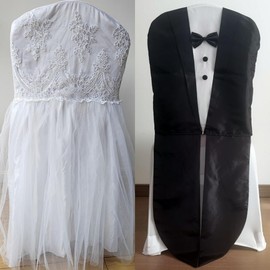 RS Enjoy Life YHC#162 YHC#160 Wedding Party Birthday 2 Pack Mr and Mrs for Bride and Groom Chic Elegant Fantastic Chair Back Covers Suit for Wedding Party Birthday Events Décor