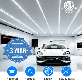 SHOPLED LED Shop Light 8FT, 100W 5000K Daylight White, 15000LM Clear Cover, V Shape, T8 LED Tube Light Fixture, High Output, 8 Foot for Garage, Workshop, 4 Pack