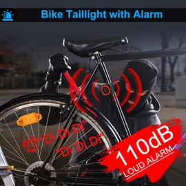 KCMYTONER Bike Tail Light with Alarm and Remote, Bike Tail Light with Alarm,Bike Tail Light Alarm Rechargeable, IP65Waterproof, with Smart Brake Sensor Light,Auto ON/Off Bike Tail Light,8PK