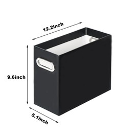 TOCHOVK File Organizer, 2Pcs Cardboard Folder Organizer, Foldable Hanging Folder Storage Manager, Portable File Box with Handle, for Office/Home/School, Black