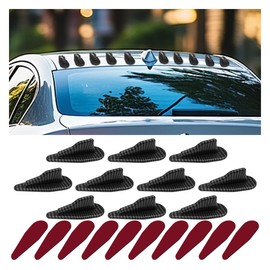 10PCS Car Diffuser Shark Fin Kit, Fin Roof Antenna, Shark Fins Spoiler Wing Kit Compatible with Spoiler Vortex Generator Roof Wing (Carbon Fiber Black)
