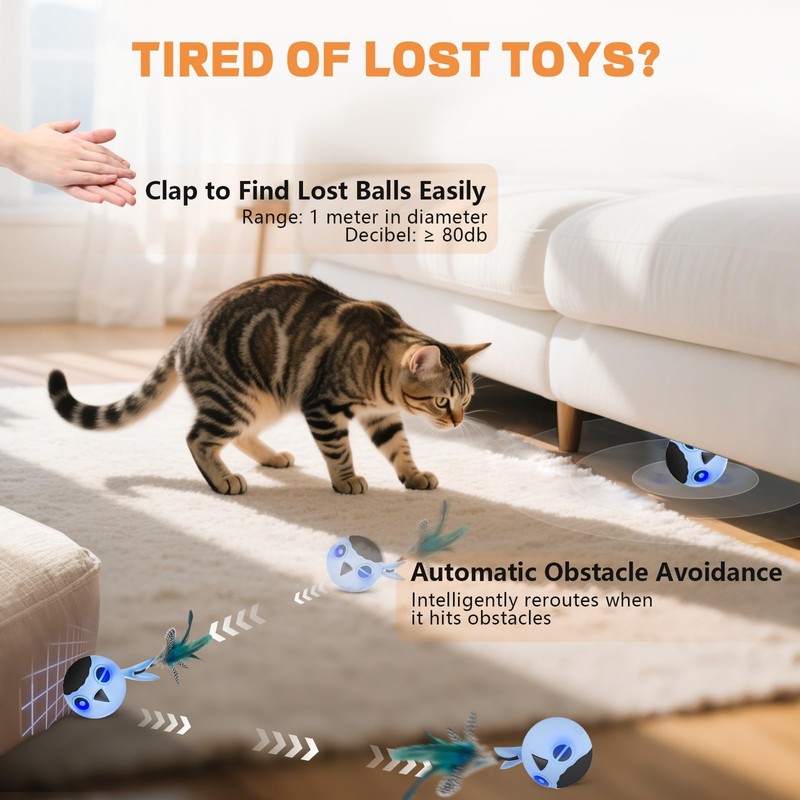 KiwiLove Cat Toys, Interactive Cat Toys for Indoor Cats, USB