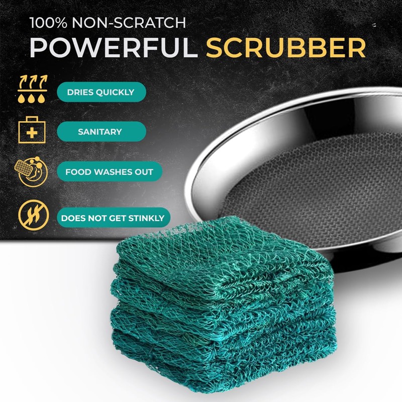 3 Non-Scratch Mesh Dish Washing Net Cloths – Odorless, Quick-Dry