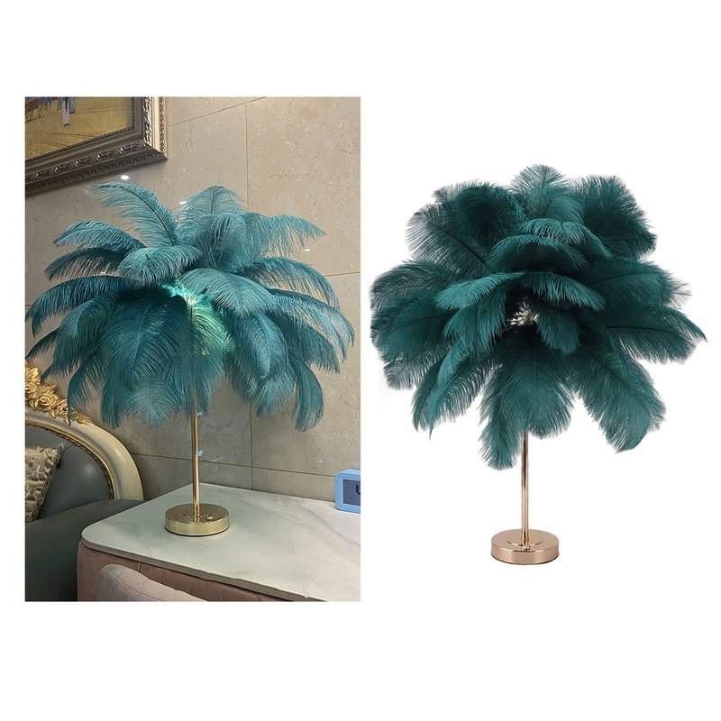 Ostrich Feather Table Lamp Rechargeable Modern Romantic Decoration Lamp Bedroom