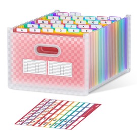 File Organiser, 26 Pockets Expanding File Folder, Upright and Open Top, A-Z Colorful Tabs, Larger Capacity Document Organiser, Coupon Bill Receipt Organiser, Letter/A4 Size