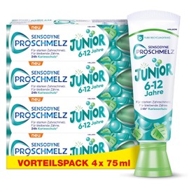 Sensodyne ProSchmelz Junior Toothpaste Children for 6-12 Years, for Permanent Teeth, for Strong Enamel and Protection Against Sugar Acids, 4 x 75 ml