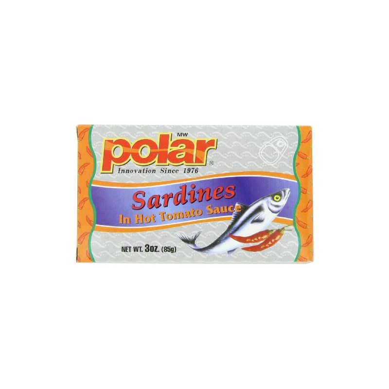 MW Polar Sardines, Hot Tomato Sauce, 3-Ounce (Pack of 24)