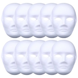 White DIY Mask Hand-Painted Mask Carnival Mask DIY Masquerade Party Mask White Mask Unpainted Cat Masks Fox Mask Cosplay Masks Costume Mask Empty Mask for Masquerade Party, Pack of 10 (Men)