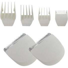lovckza New 2pcs Clipper Replacement Trimmer Blade with 4Pcs Comb Cutting Guides(1/8", 1/4", 3/8", 1/2") for Snap On Wahl Peanut Hair Clipper #2068-300,8685-1701, White