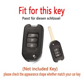 HIBEYO Key Case Fits Honda Protective Flip Key Cover for Honda CR-V HR-V XR-V Jazz Civic City Fit Pilot 3-Button Leather Key Case Key Box Remote Control Accessories Black