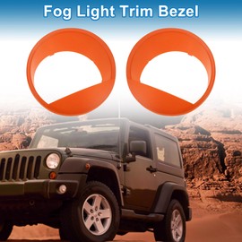 A ABSOPRO Headlight Trim Bezel Headlamp Bezel Headlight Cover Decor for Jeep Wrangler JK 2007-2017 Orange ABS 2 Pcs Front Left, Front Right Car
