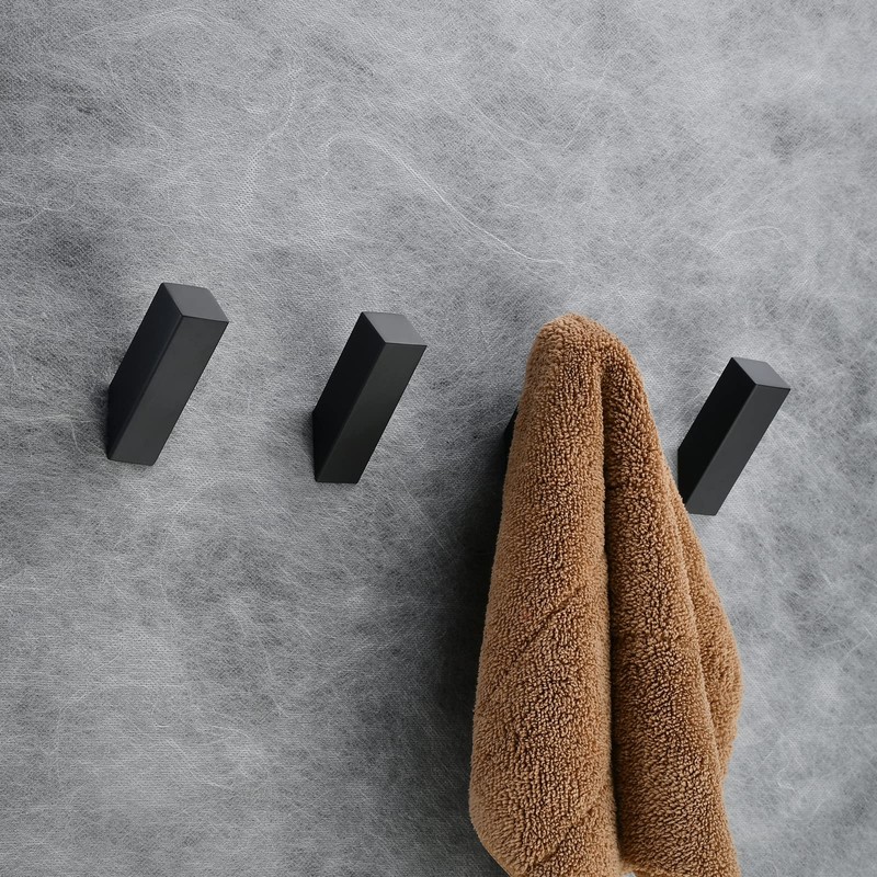 Beelee 4 Pack Black Towel Hooks for Bathroom Wall Mounted