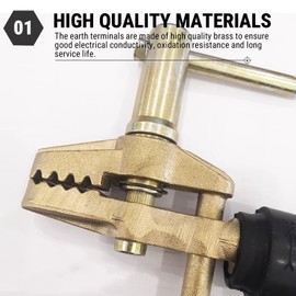 Brass Ground Welding Earth Clamp, Electroplated Earth Clip, Heavy Duty 600A Brass Welding Earth Ground Cable Clip for Welder Tools (Copper on top and Iron on top)