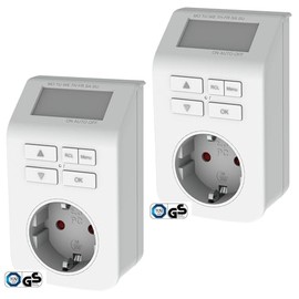 GAO EMT709 Digital Timer with 16 Programmes, Double Pack, 3680 W, Electronic Weekly Timer TÜV/GS Mark, Countdown Timer, Random Switch, Touch Protection