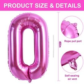 TONIFUL 40 Inch Large Rose Red Letter O Balloons Giant Hot Pink Alphabet Letter Balloons,Foil Mylar Big Balloons for Birthday Party Anniversary Supplies Decorations