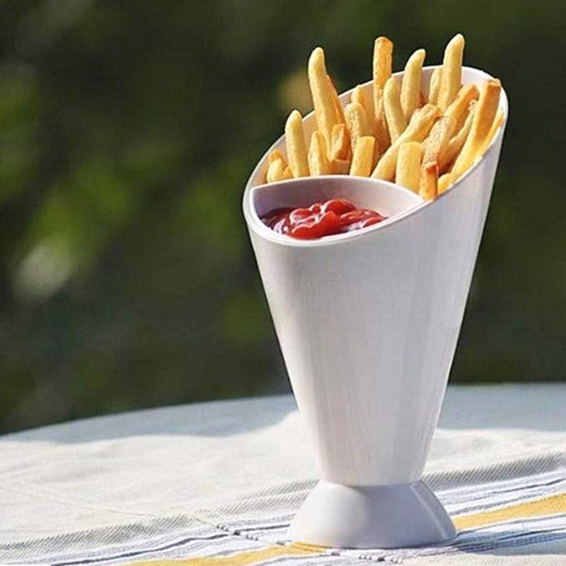 KIRALOVE French fries holder with sauces - restaurant - plastic
