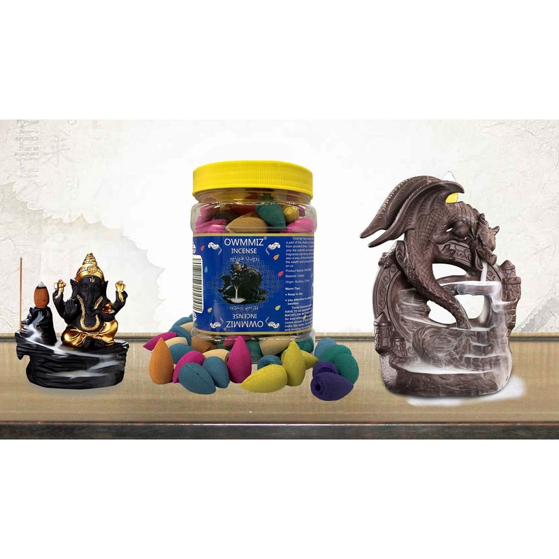 170 Pcs Backflow Incense Cones, 7 Mixed Natural Scents Waterfall