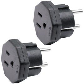 US/JP/CA Male to EU/DE/FR/IT/ES Adapter Plug, US/CA/JP Plug for Electronic Devices for 2 Pin EU Female/Germany Female (Pack of 2 Black)