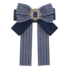 LHXzizizi Bow Tie for Women Girls Rhinestone Bow Ties, Adjustable Pre-tied Neck Tie for Wedding Party School Uniform Shirt (Navy Blue)