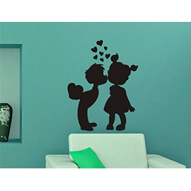 Kissing Child Love Black Wall Sticker and Wallpaper Size(59 65) cm