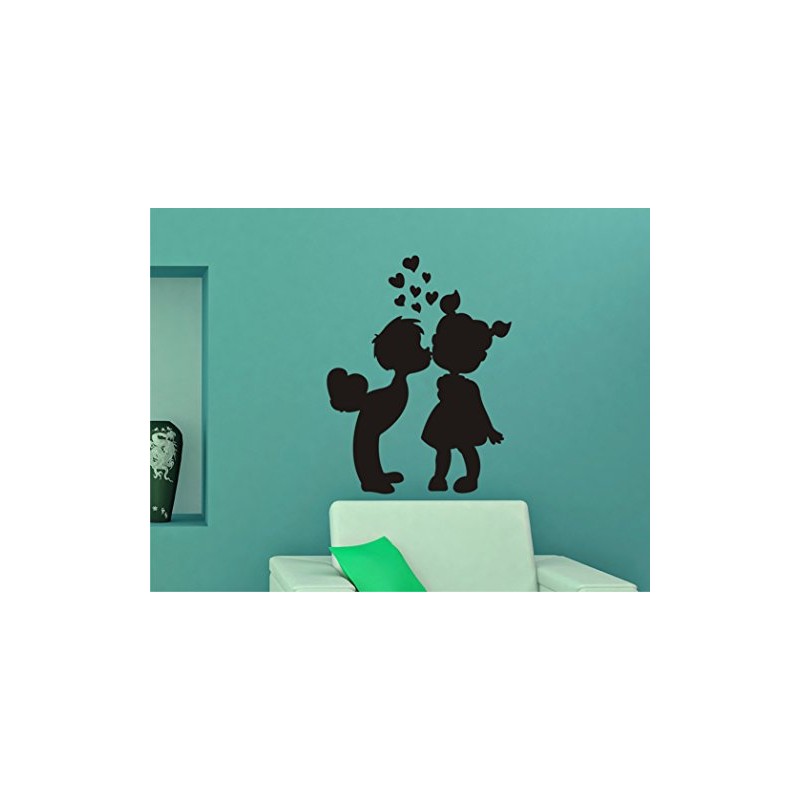 Kissing Child Love Black Wall Sticker and Wallpaper Size(59 65)