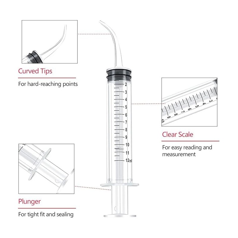 Dental Irrigation Syringe with Curved Tip,10Pcs Curved Tip Syringe Dental