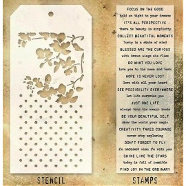 Tim Holtz Sayings Clear Stamp & Blossom & Polka Dot Stencil Set by Tim Holtz NEW!