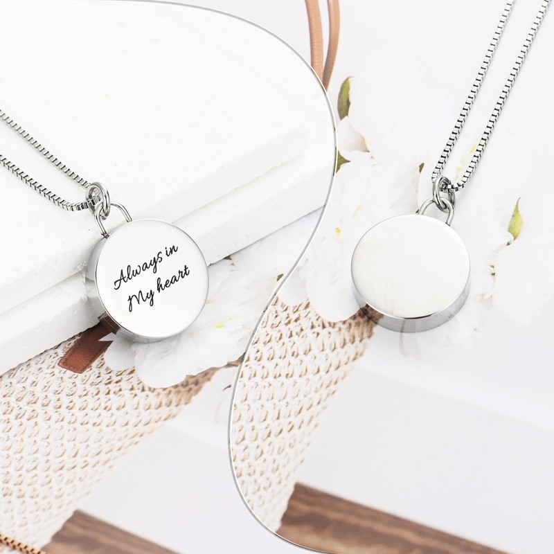 XSMZB Round Memorial Cremation Jewelry for Ashes Always in My